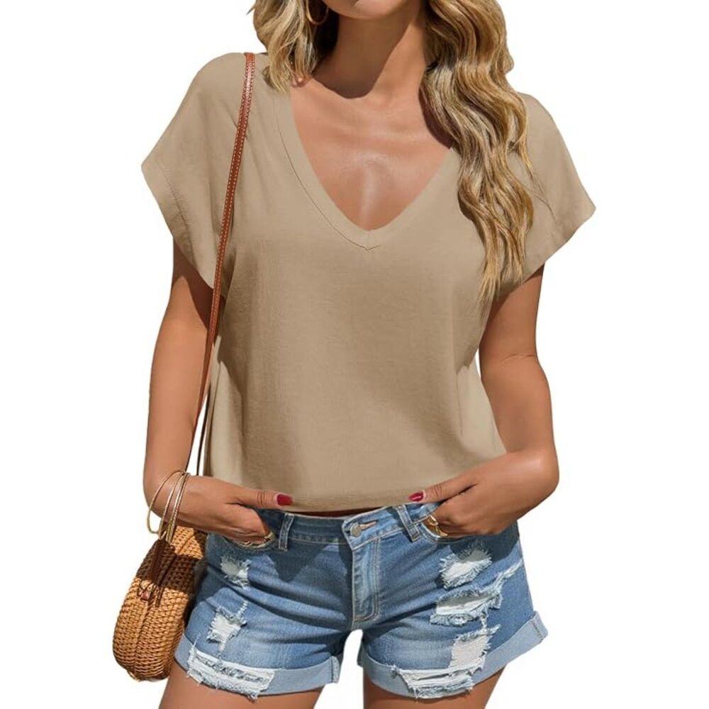 Brand new - Tankaneo Women's Tan and Cream T-shirt